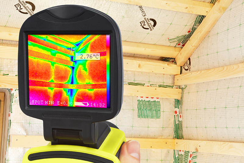 Thermography showing weak spots in the thermal insulation
